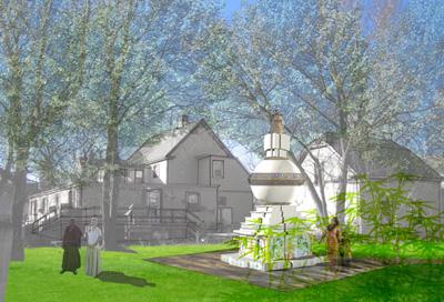 Artist's impression of Kalachakra Stupa at Kurukulla Center, Boston USA.