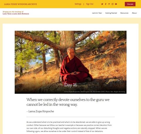 Image of a webpage from the Lamrim Year Companion site.