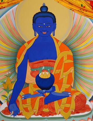 Medicine Buddha thangka by Peter Iseli.