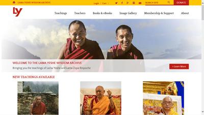 Screenshot of Lama Yeshe Wisdom Archive home page, 2015.