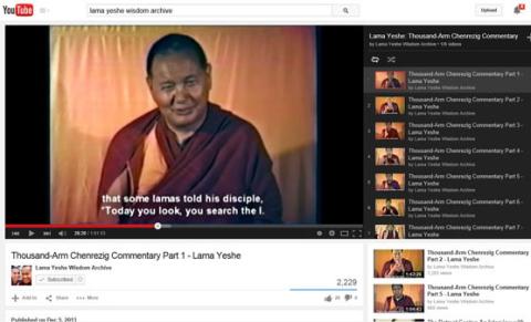 Screenshot of a YouTube video featuring an interview with Lama Yeshe.