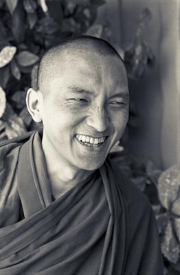 Portrait of Lama Zopa Rinpoche, Lake Arrowhead, California, 1975. Photo: Carol Royce-Wilder.