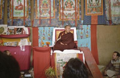 Lama giving final teaching, 1983