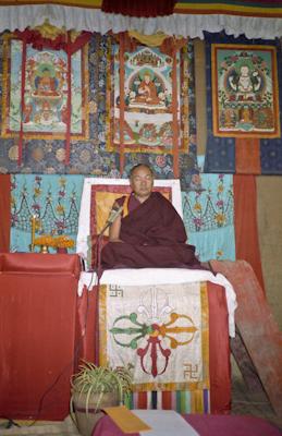 Lama giving final teaching, 1983