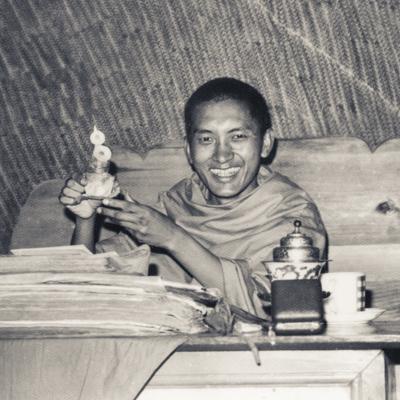Rinpoche in the cave of the Lawudo Lama, 1970