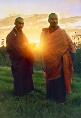 The Lamas at dawn, Chenrezig Institute, 1975