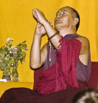 Lama Yeshe teaching on the island of Väddö, Sweden, in the summer of 1983.
