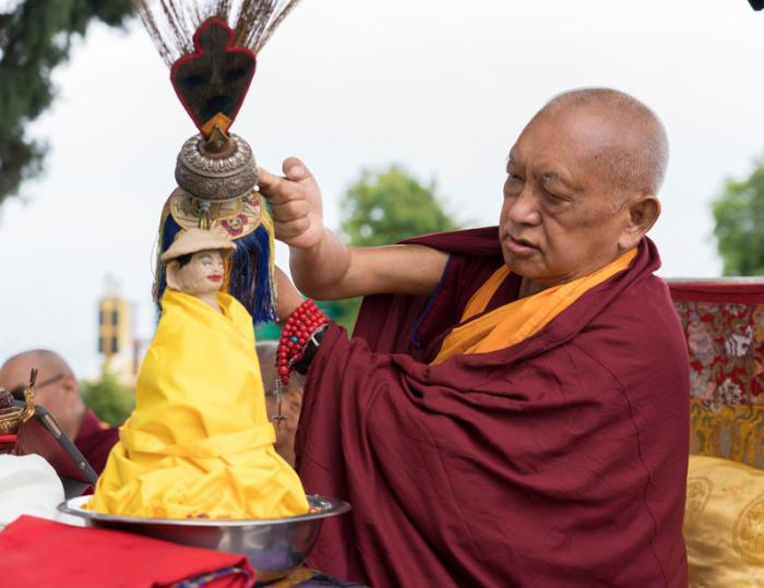 Lama Zopa Rinpoche doing a puja, Kopan Monastery, Nepal, April 2020. Photo: Lobsang Sherab.