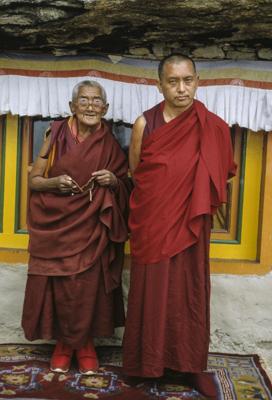 Rinpoche with Ama-la at Lawudo, 1990