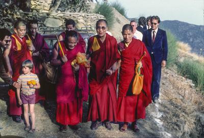 Lama Yeshe with His Holiness and entourage, 1982
