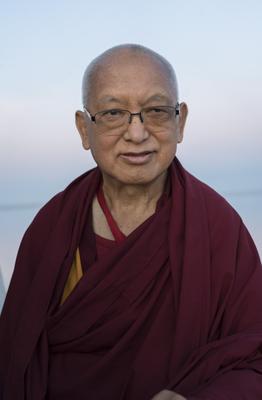 Lama Zopa Rinpoche blessing sentient beings in the Caspian Sea, Kalmykia, Russia, October 2019. Photo: Lobsang Sherab.