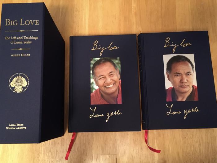 Two-volume set of Big Love: The Life and Teachings of Lama Yeshe, by Adele Hulse.