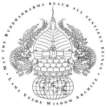 Lama Yeshe Wisdom Archive logo with the phrase "May the Buddhadharma reach all sentient beings."