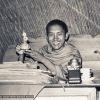 Rinpoche in the cave of the Lawudo Lama, 1970