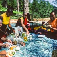 Picnic with the lamas, Lake Arrowhead, 1975