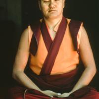 Lama meditating, Lake Arrowhead, 1975