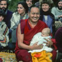 Lama holding babies, Taceno, 1976