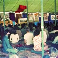 Inside the gompa, Diamond Valley, 1974