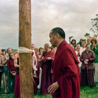 Blessing the prayer-flag pole, CIN, 1976